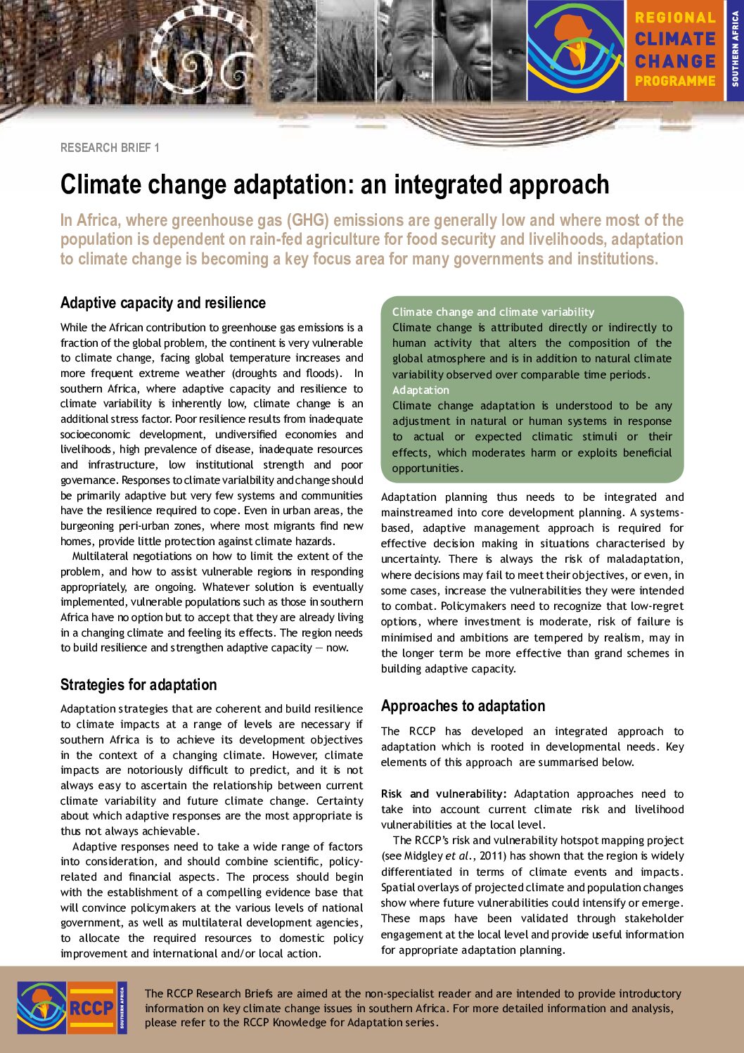 Climate change adaptation- an integrated approach
