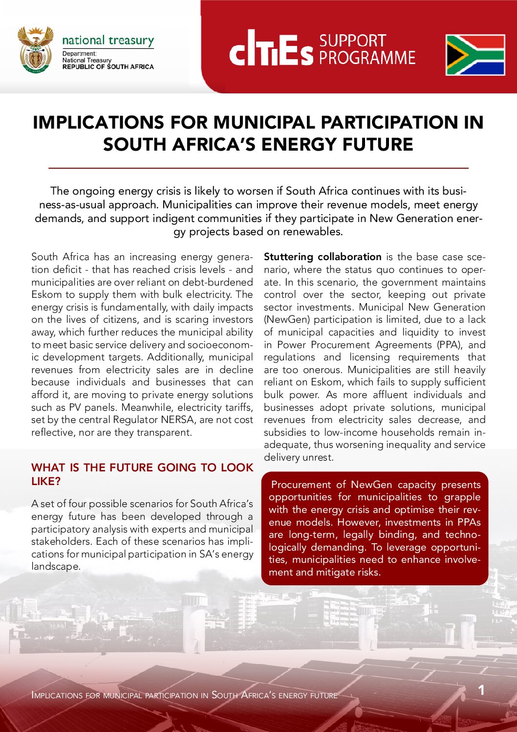 Municipal participation in South Africa’s energy futur e
